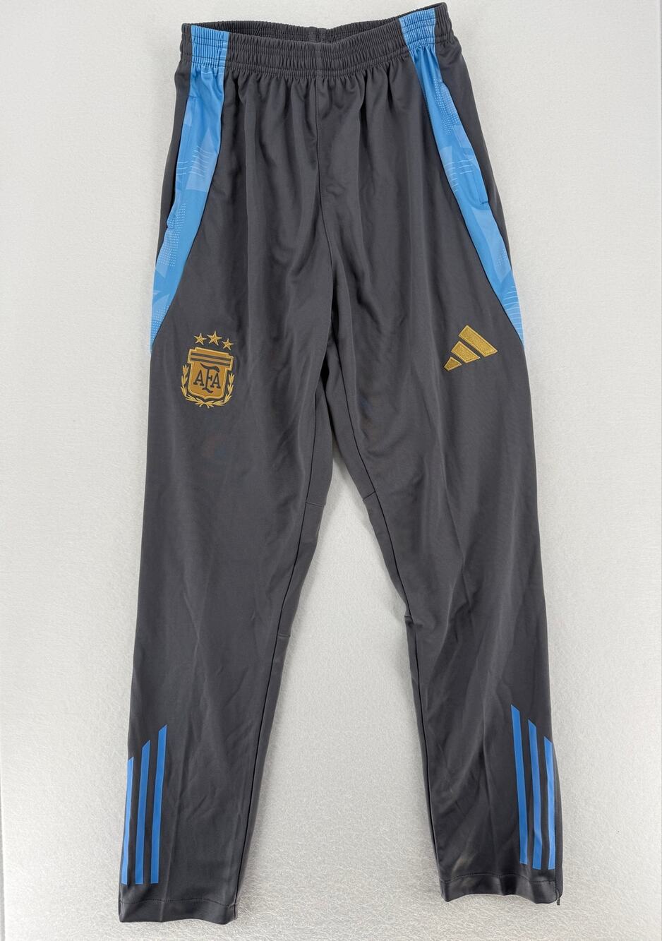 adidas Argentina AFA Men’s 2XL Soccer Training Track Pants Gray Blue Gold